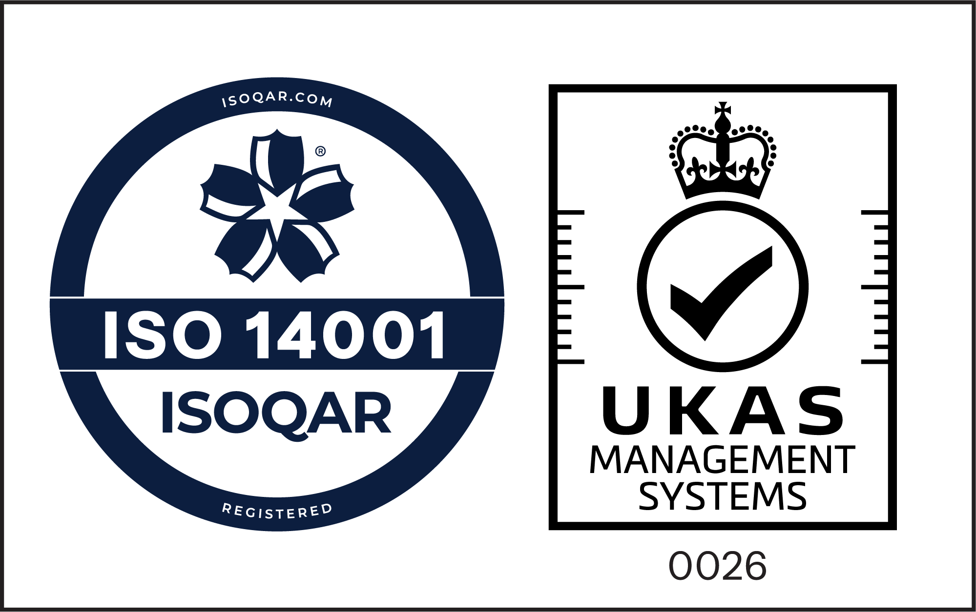 ISOQAR UKAS and ISO 14001 logo