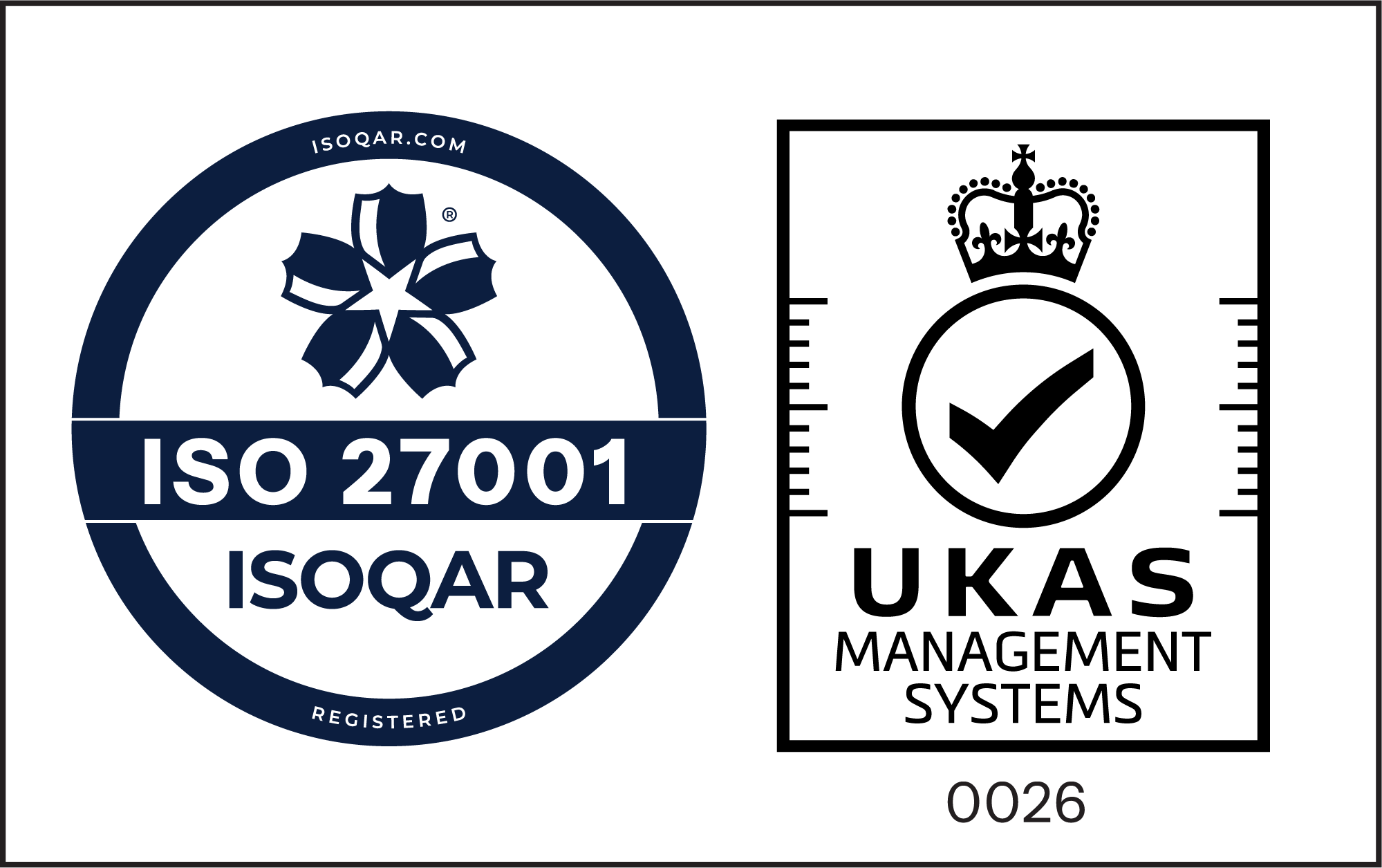 ISOQAR UKAS and ISO 27001 logo