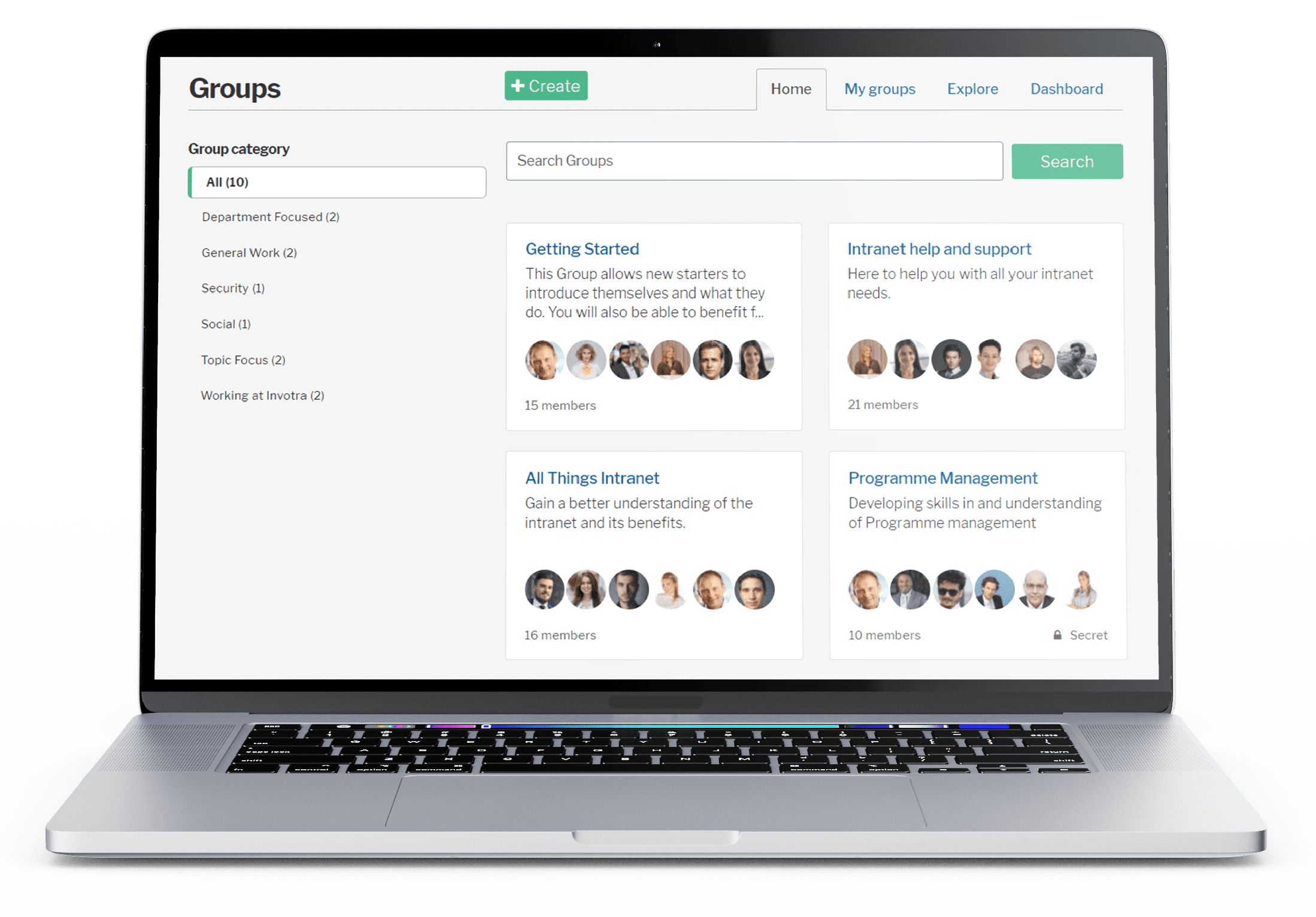 Invotra Intranet example on a laptop