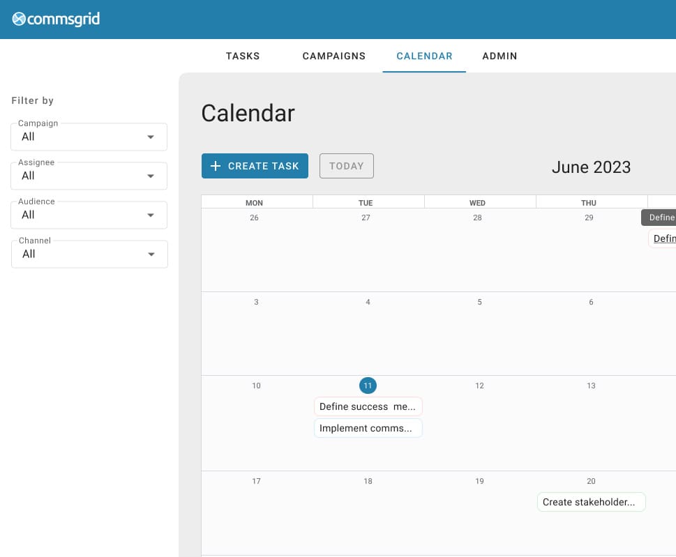 Commsgrid schedule